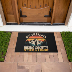 Out of Breath Hiking Society Funny Hiking Doormat