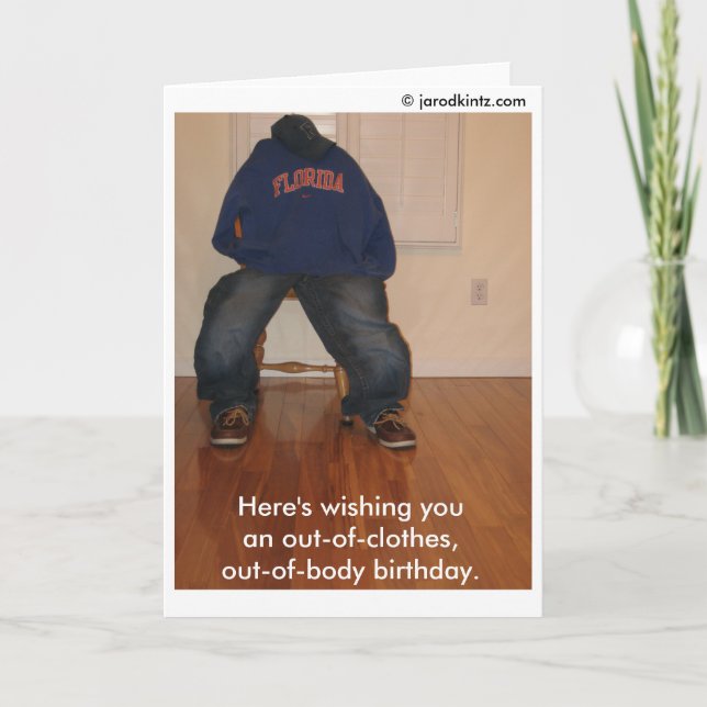 Out-of-clothes, out-of-body birthday card (Front)