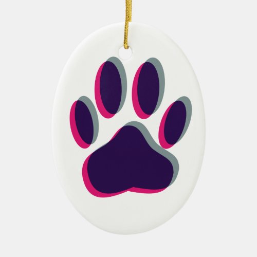 Out of Focus Dog Paw Print Ceramic Ornament
