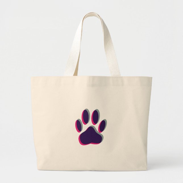 Out of Focus Dog Paw Print Large Tote Bag (Front)