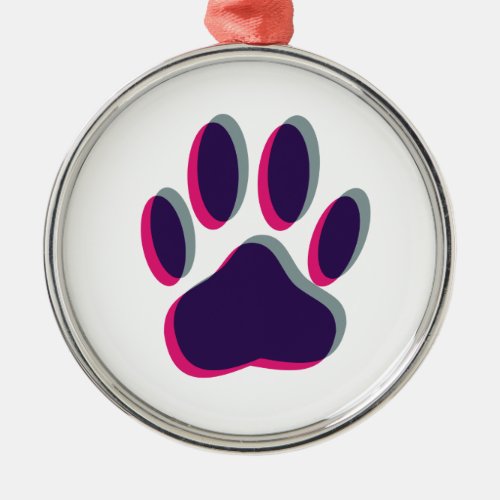Out of Focus Dog Paw Print Metal Ornament