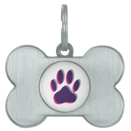 Out of Focus Dog Paw Print Pet Name Tag