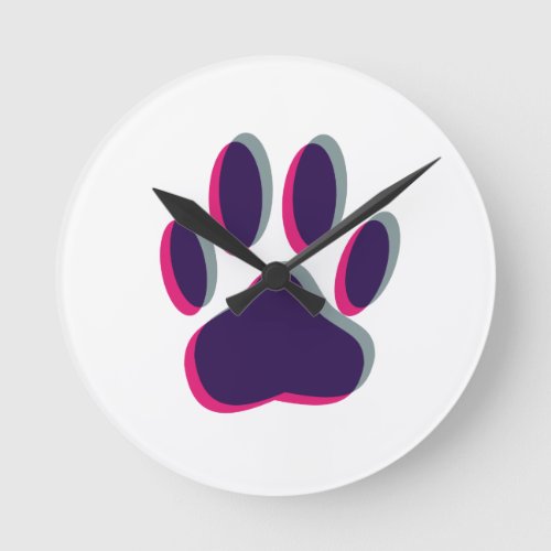 Out of Focus Dog Paw Print Round Clock