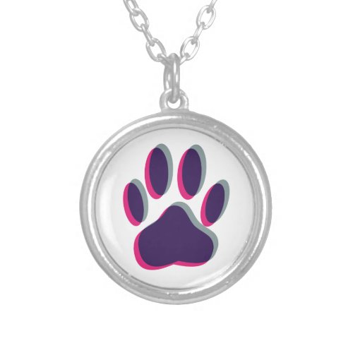 Out of Focus Dog Paw Print Silver Plated Necklace