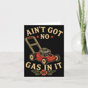 Out Of Gas Funny Lawn Mower Meme Vintage Tattoo Card