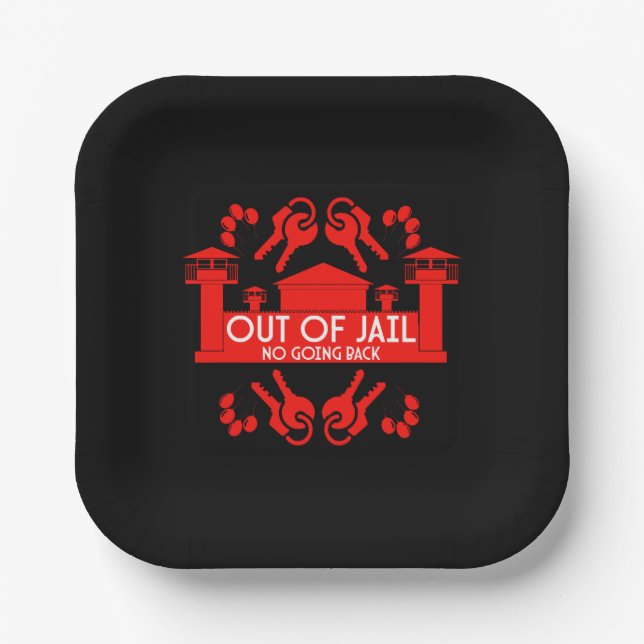 Out Of Jail Prison Release Gift Paper Plates (Front)