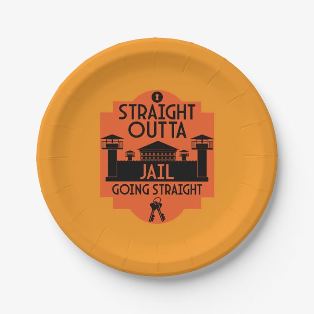Out Of Jail Prison Release Gift Two-Tone Coffee Mu Paper Plates (Front)