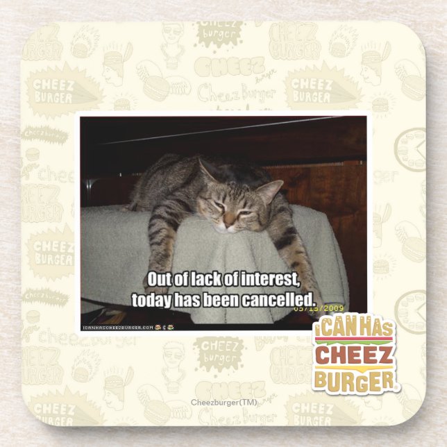 Out of lack of interest drink coaster (Front)