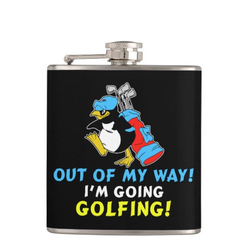 Out of my way Im going to the Golfing Golfer Flask