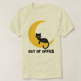 Out Of Office Black Cat Design T-Shirt
