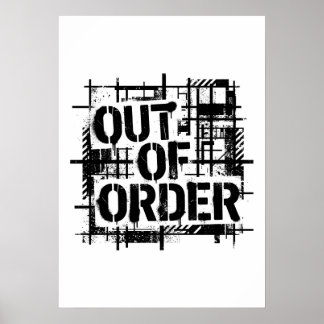 Out of Order Brutalist Industrial Typography Sweat Poster