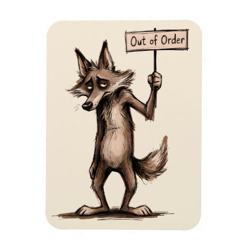 Out of Order Funny Grumpy Coyote Cartoon Magnet