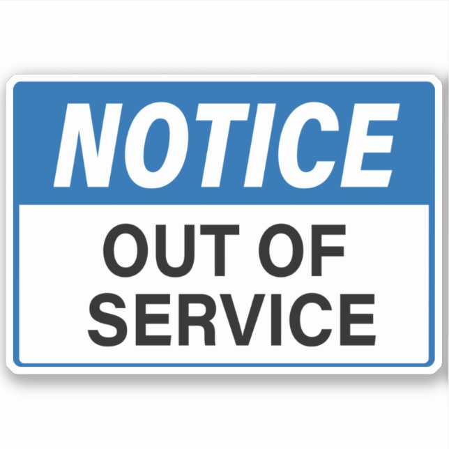 Out Of Service Sign Sticker (Front)