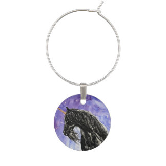 OUT OF THE AMETHYST MIST Black Unicorn wine charm