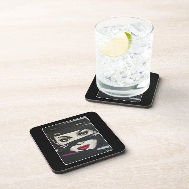 'Out of the Dark' Painting on a  Beverage Coaster (Right Side)