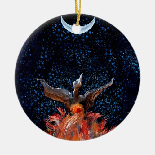Out of the Flames Phoenix Rising Ceramic Ornament