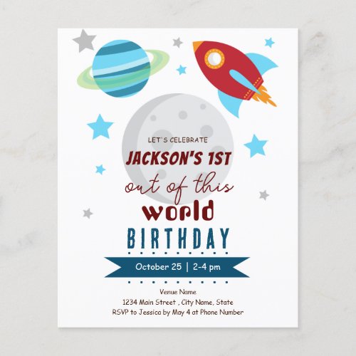 Out of This World 1st Birthday Budget