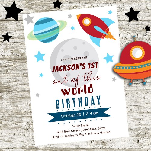 Out of This World 1st Birthday  Invitation