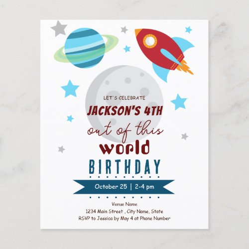 Out of This World 4th Birthday Budget