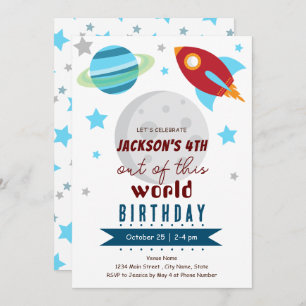 Out of This World 4th Birthday Invitation