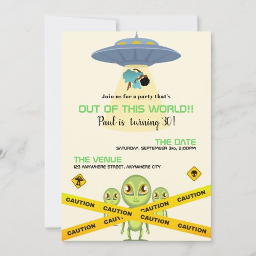 Out Of This World Adult Alien Birthday Invitation 