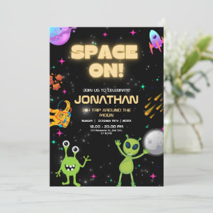 Out of this World Alien Birthday Alien UFO Space Invitation