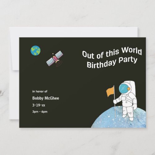 Out of this World Astronaut Birthday Party  Invitation