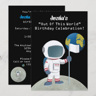 Out Of This World Astronaut Birthday Party Invitation