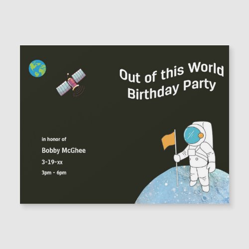 Out of this World Astronaut Birthday Party Magnet 