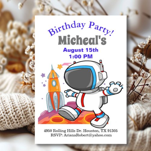 Out Of This World Astronaut Boy Birthday  Invitation