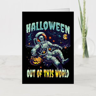 Out of This World Astronaut Pumpkin Halloween 2024 Foil Greeting Card