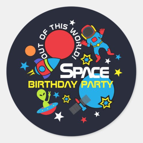 Out of this World Birthday Classic Round Sticker