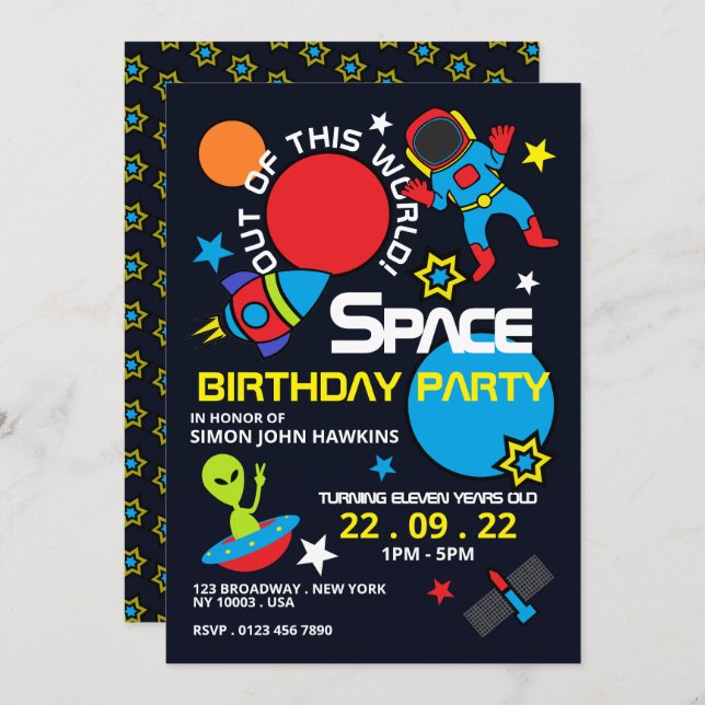 Out of this World!, Birthday Invitation (Front/Back)