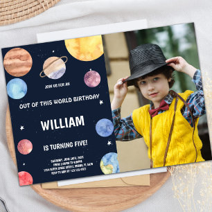 Out of this world birthday Invitations with photo