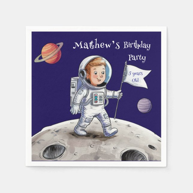 Out-Of-This-World Birthday Party - Astronaut Theme Napkins (Front)