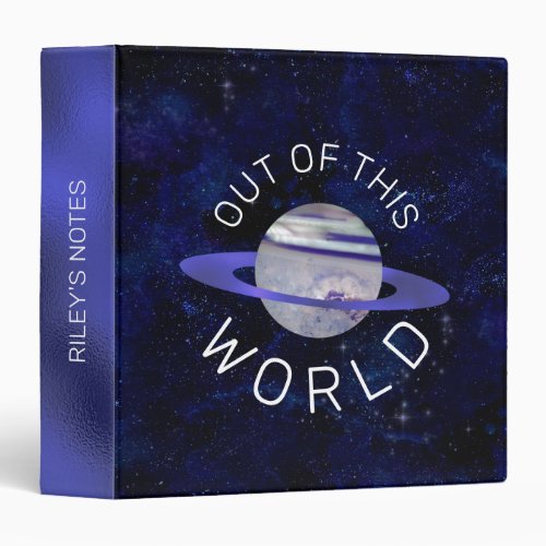 Out of This World Blue Planet Stars Outer Space 3 Ring Binder