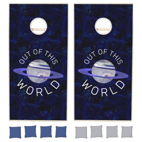 Out of This World Blue Planet Universe Outer Space Cornhole Set