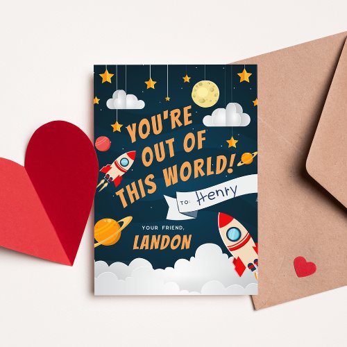Out of This World Classroom Valentines Day Card