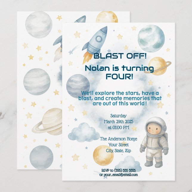 Out of This World Cosmic | Space Party - Birthday  Invitation (Front/Back)