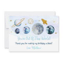 Out Of This World Galaxy Blue Gold Thank You Card