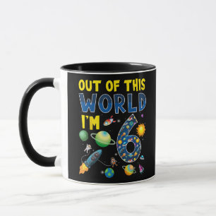 Out Of This World I'm 6 Space Rocket Birthday Part Mug
