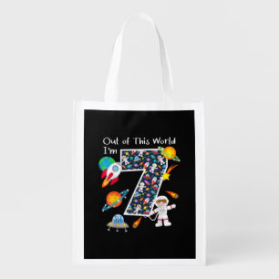 Out Of This World I'm 7 Outer Space 7 Year Old 7th Grocery Bag