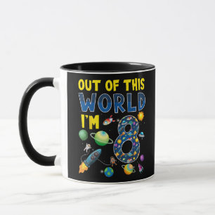 Out Of This World I'm 8 Space Rocket Birthday Part Mug
