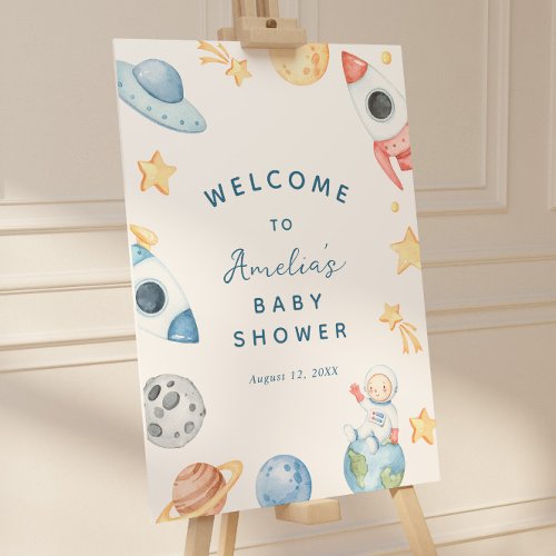 Out of This World Outer Space Baby Shower Welcome Foam Board