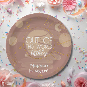 Out of this world outer space birthday paper plates