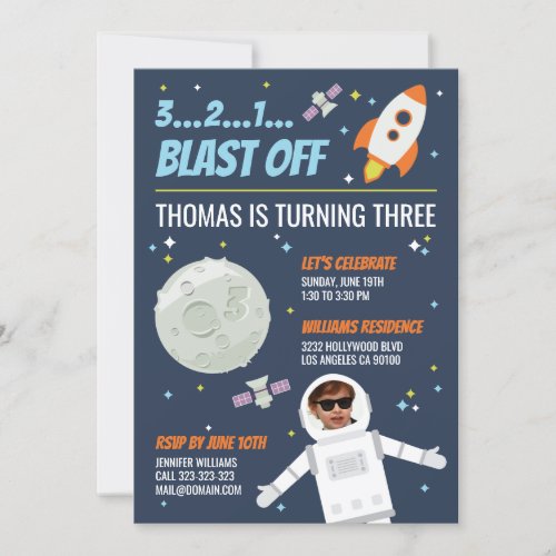 Out of this World Outer Space Kids Birthday Party Invitation