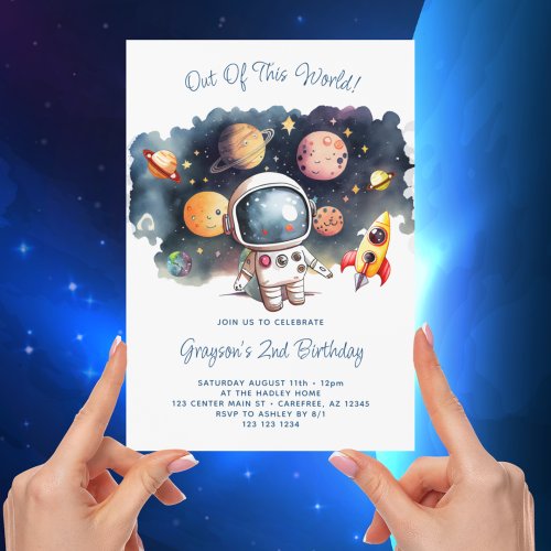 Out Of This World Outerspace 2nd Birthday Invitation