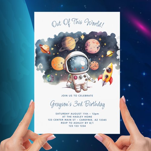 Out Of This World Outerspace 3rd Birthday Invitation