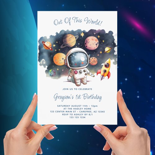 Out Of This World Outerspace Planets Boy Birthday Invitation
