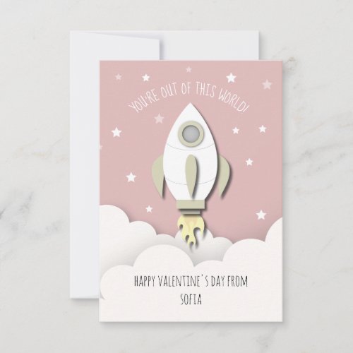 Out Of This World Pink Photo Classroom Valentine Card
